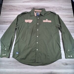 Rare vintage‎ Y2K Akdmks  Dry Goods button up shirt Embroidered Back streetwear